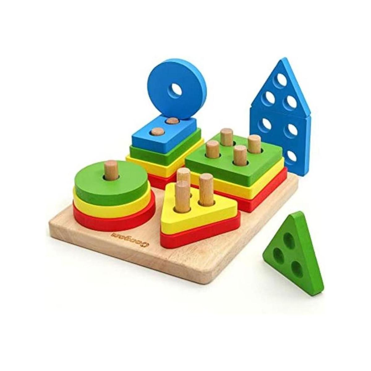 Coogam Juguetes Montessori apilables de madera bloques de