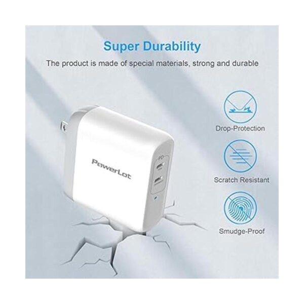 Cargador de pared USB C PowerLot de 68 W 2 puertos GaN PD_4