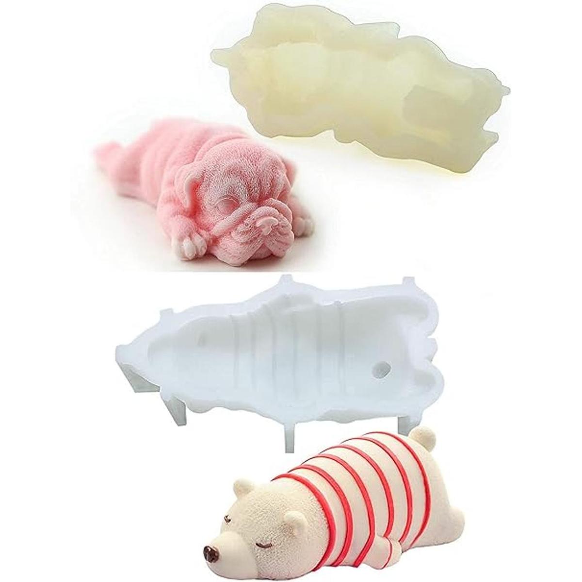JJMG Molde de silicona 3D Shar Pei perro y oso polar
