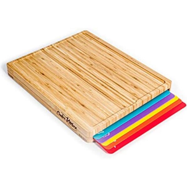 Juego de tablas de cortar de madera de bambú fácil de_1