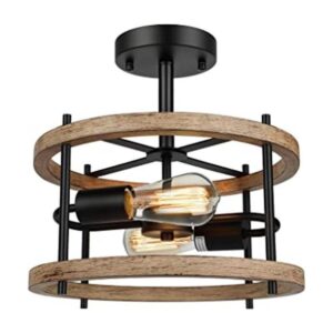 Lámpara de techo retro de 2 luces con montura semi
