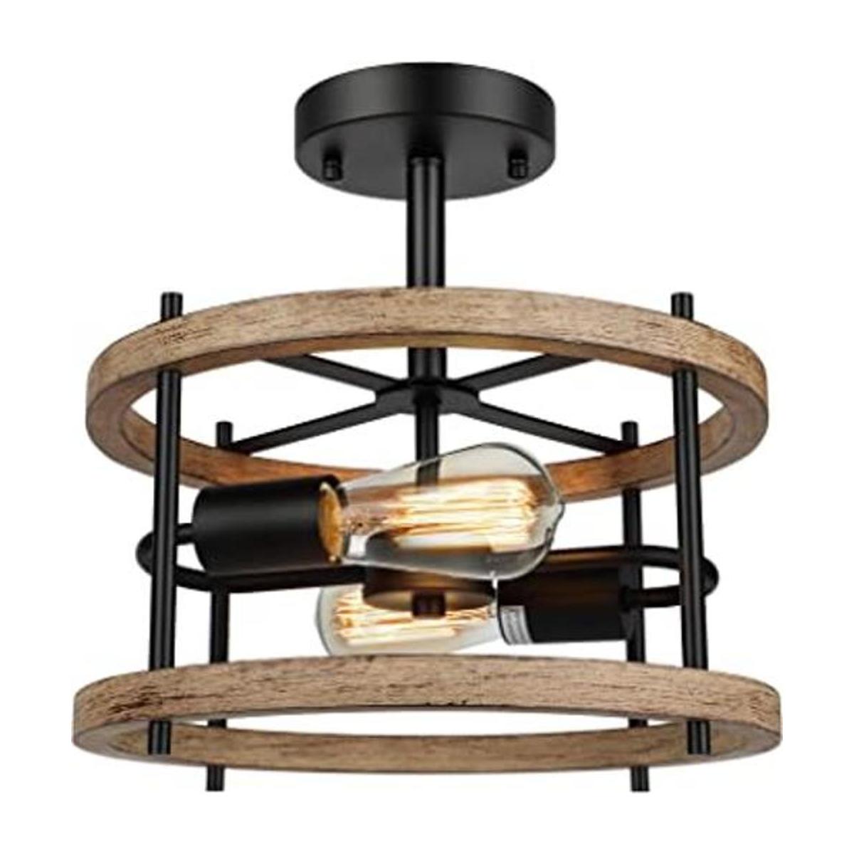 Lámpara de techo retro de 2 luces con montura semi