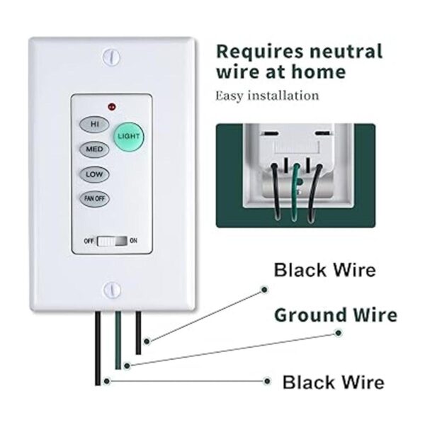 Eogifee Ventilador de techo universal con control de pared