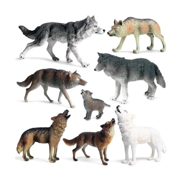 EOIVSH Juego de 8 juguetes de lobo de animales salvajes_1