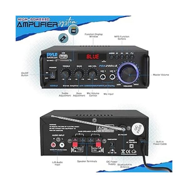 Amplificador de potencia estéreo inalámbrico Bluetooth_2