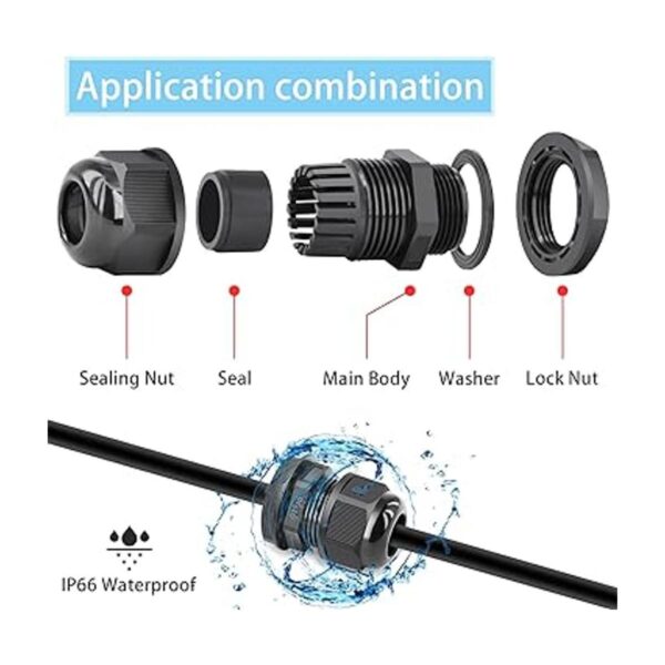 NineLeaf Cable Glándula IP68 impermeable ajustable_4