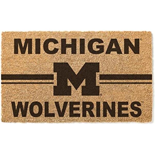 KH Sports Fan Michigan Wolverines Logo Team Coir Felpudo_1