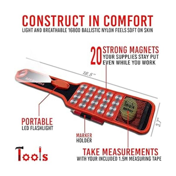 MEBTOOLS Pulsera magnética con linterna y cinta métrica_5