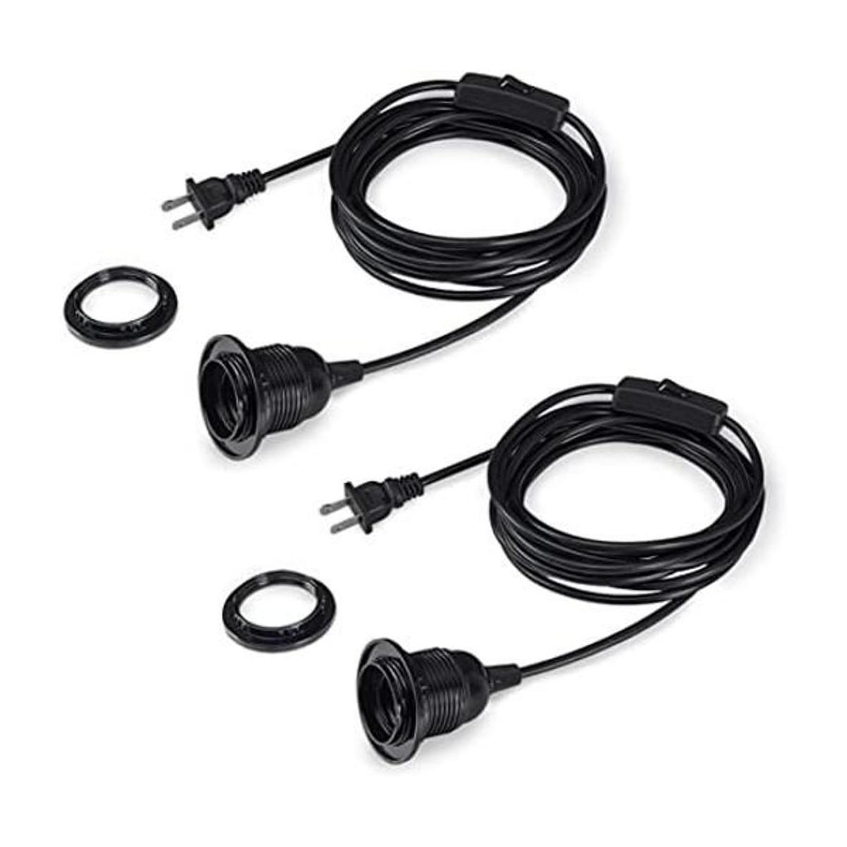 HESSION Paquete de 2 luces colgantes con enchufe de 15