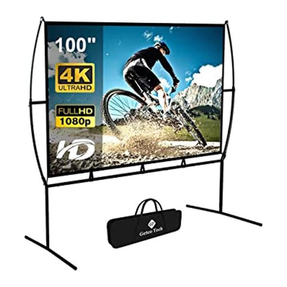 Pantalla de proyector con soporte plegable portátil de 100