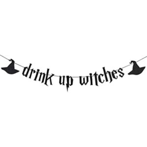 Pancarta de brujas negras con purpurina para bebidas_1