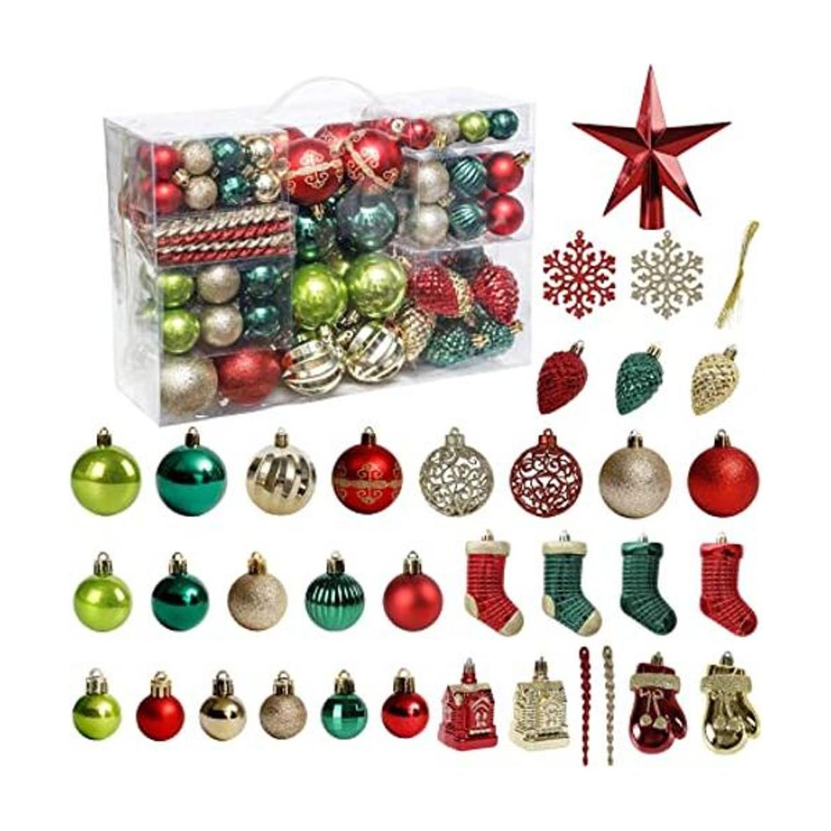 Juego de adornos para árbol de Navidad 132 piezas de