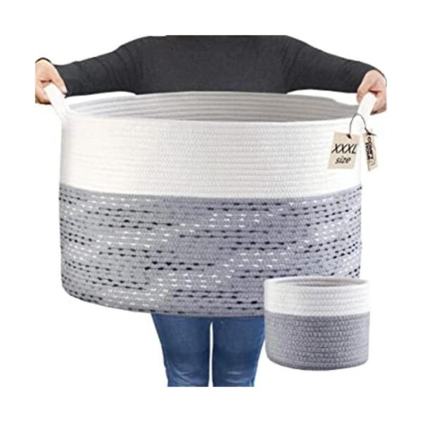 COMFYHOMI 2 cestas grandes de cuerda de algodón canasta_1