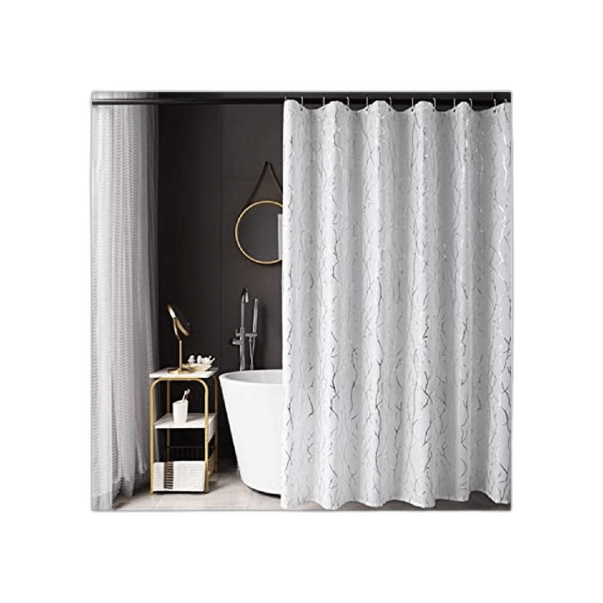 Juego de cortinas de ducha de rama color plateado