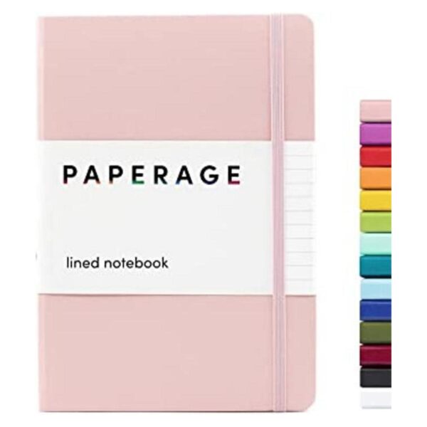 PAPERAGE Libreta de rayas tipo diario color rosa 160_1