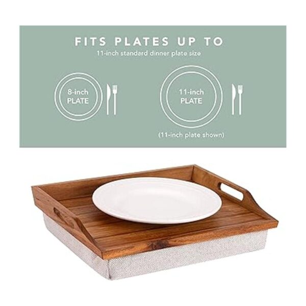 Rossie Home Bandeja de cama de madera de acacia con cojín_3