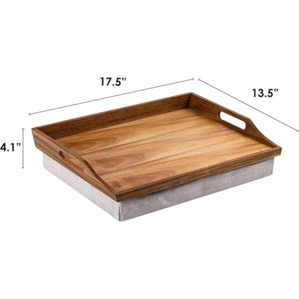 Rossie Home Bandeja de cama de madera de acacia con cojín_5