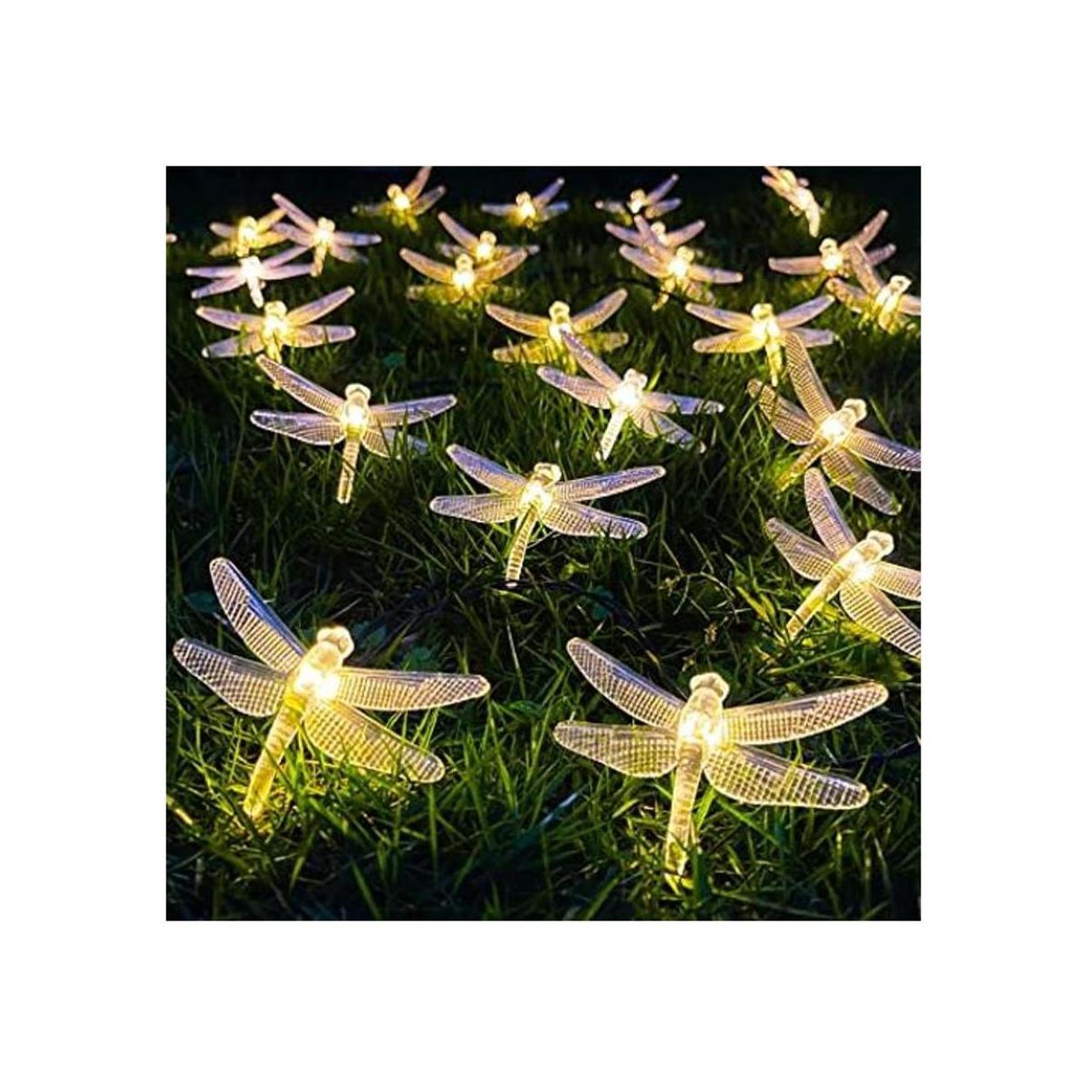 Guirnalda de luces solares de libélula de 30 luces LED de