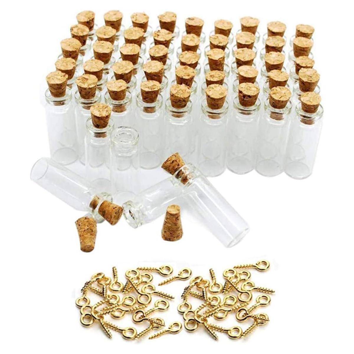 QXcom 60 minifrascos de vidrio transparente de 0.1 fl oz