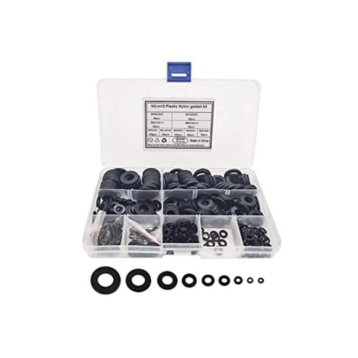 Kit surtido de arandelas planas de nailon 600 unidades 9