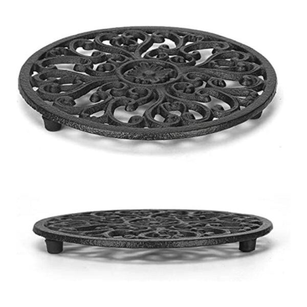 Trivet 6.7 pulgadas hierro fundido con pinzas de_1