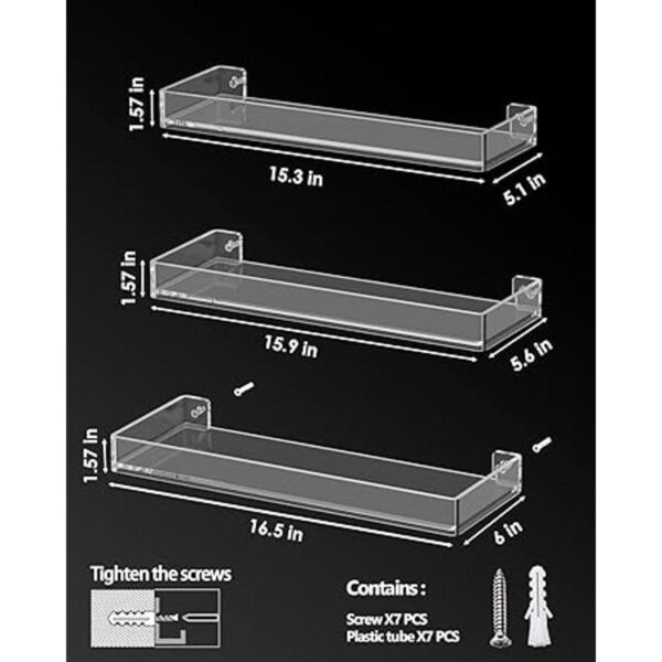 MaxGear Estantes de acrílico transparentes para pared_5