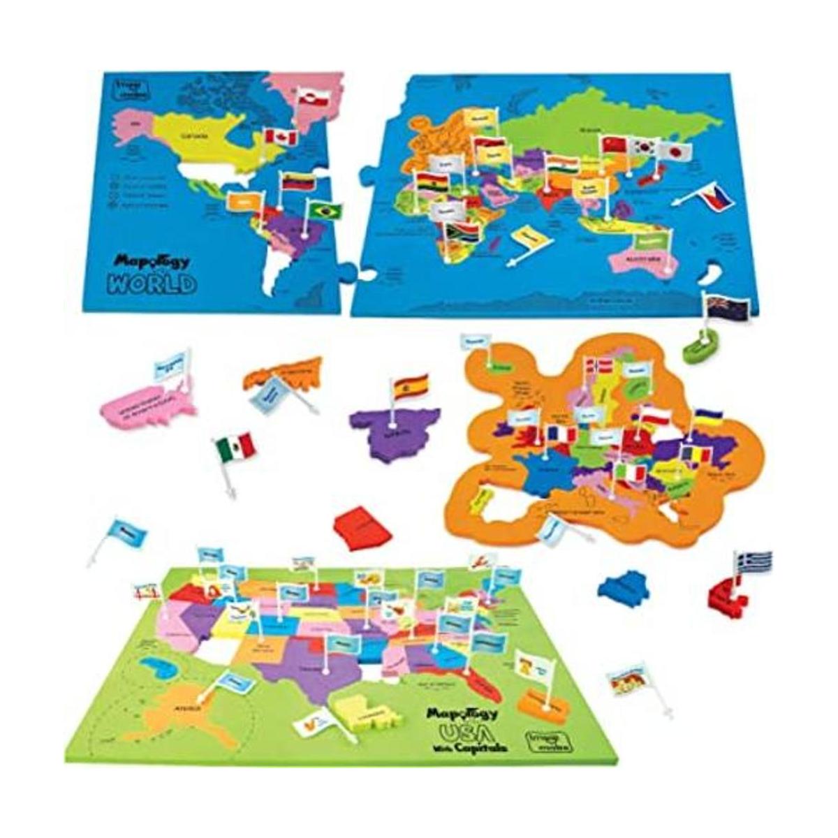 Imagimake Mapology el mundo y Estados Unidos con