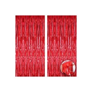 Cortina de flecos de papel de aluminio color rojo_1