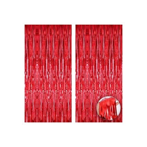 Cortina de flecos de papel de aluminio color rojo_1