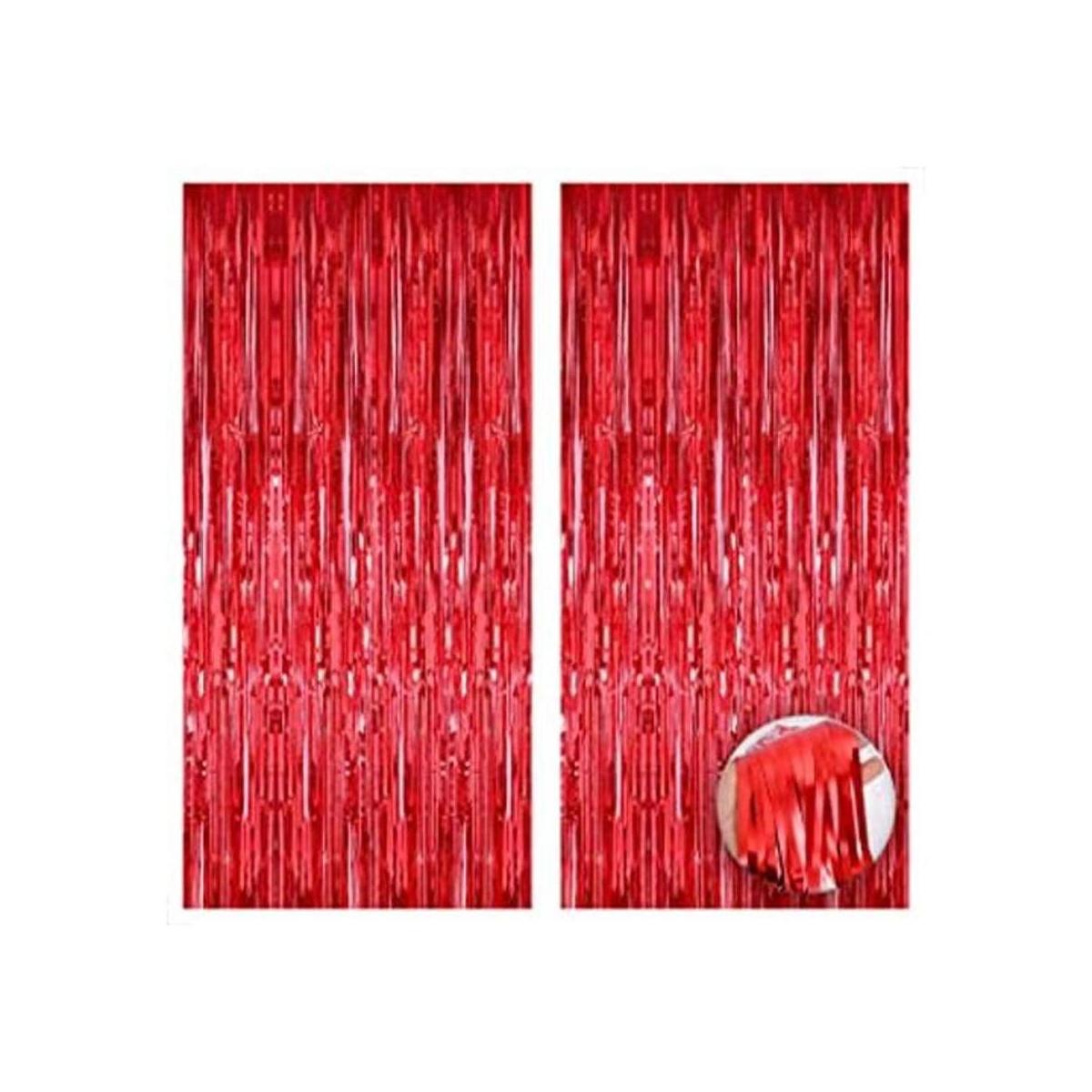 Cortina de flecos de papel de aluminio color rojo