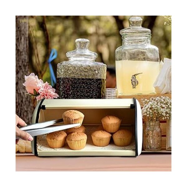 Caja de pan de cocina contenedor de metal inoxidable para_6