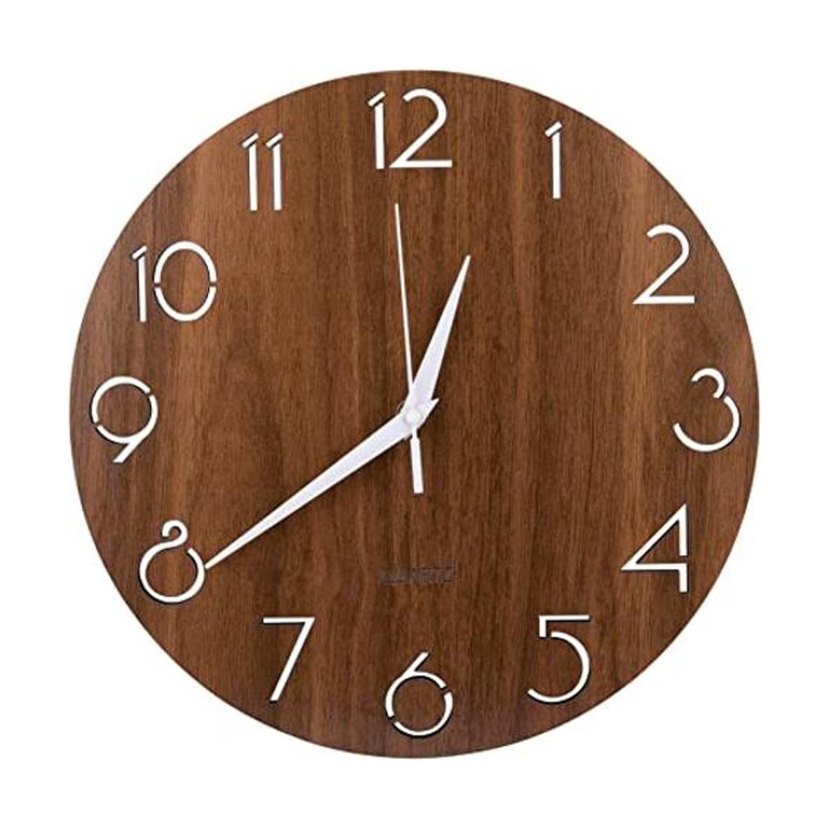 Nicunom Reloj de pared de madera con diseño de números