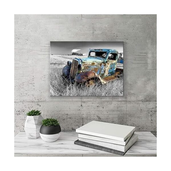 Arte de pared en lienzo de automóvil oxidado cuadros de