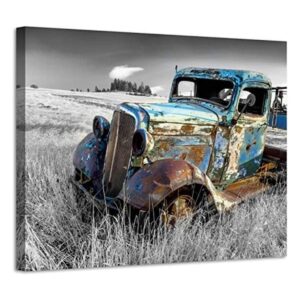 Arte de pared en lienzo de automóvil oxidado cuadros de