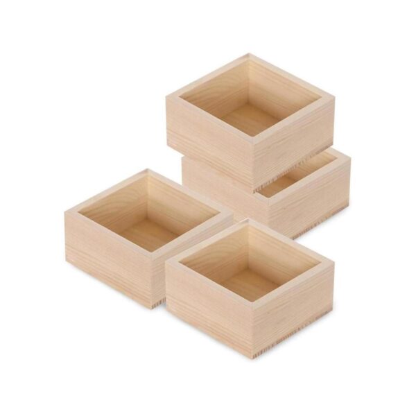 Caja de madera rústica caja de madera pequeña 4 piezas_1