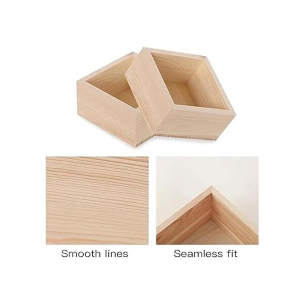 Caja de madera rústica caja de madera pequeña 4 piezas_6