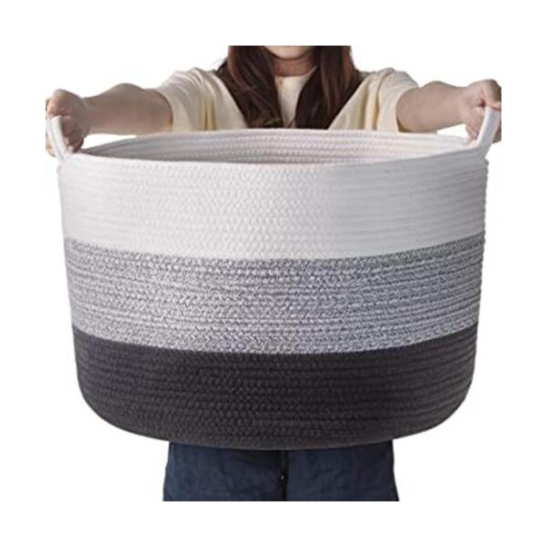 Cesta grande de almacenamiento de cuerda de algodón cesta_1
