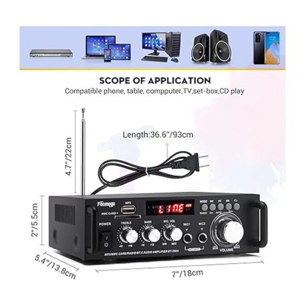 Facmogu Amplificador de potencia de audio receptor de_6