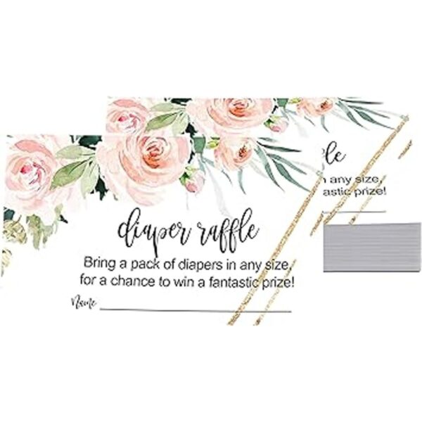 Blush Greenery Boleto de la rifa del pañal 50 tarjetas_6
