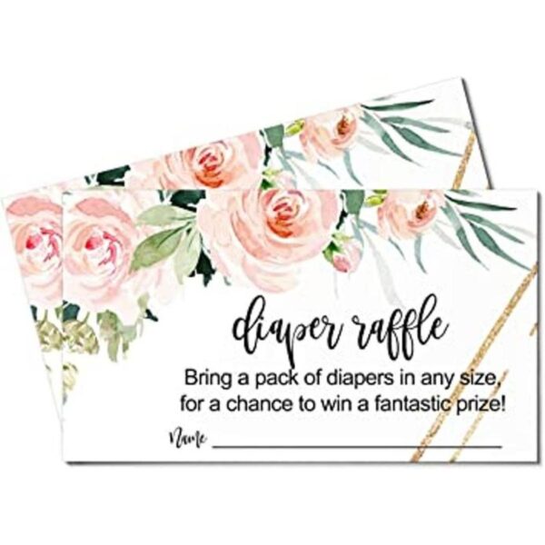 Blush Greenery Boleto de la rifa del pañal 50 tarjetas_1