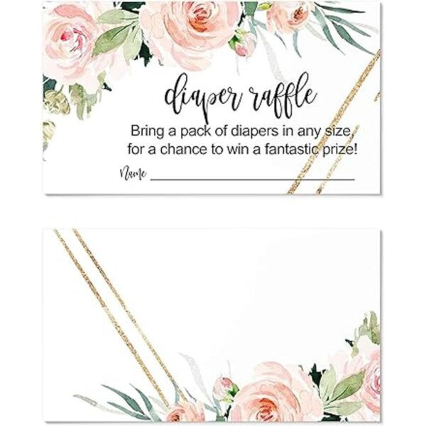 Blush Greenery Boleto de la rifa del pañal 50 tarjetas_4