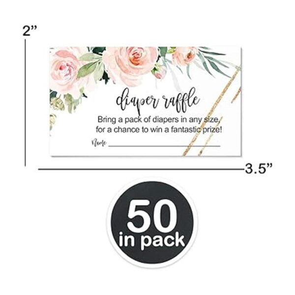 Blush Greenery Boleto de la rifa del pañal 50 tarjetas_3