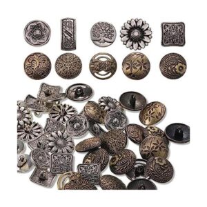 Botones de metal 80 piezas de color plateado antiguo y