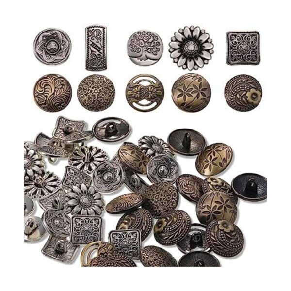 Botones de metal 80 piezas de color plateado antiguo y