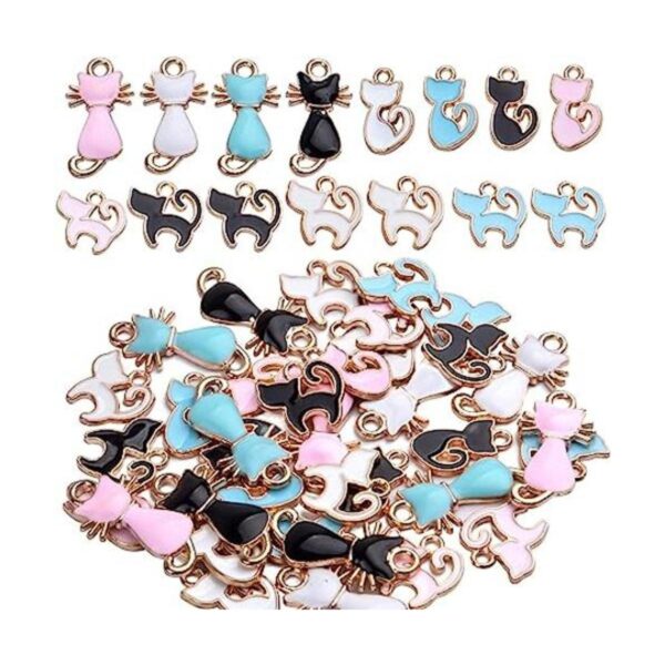 36pcs esmalte gato encanto colgante lindo encantos para