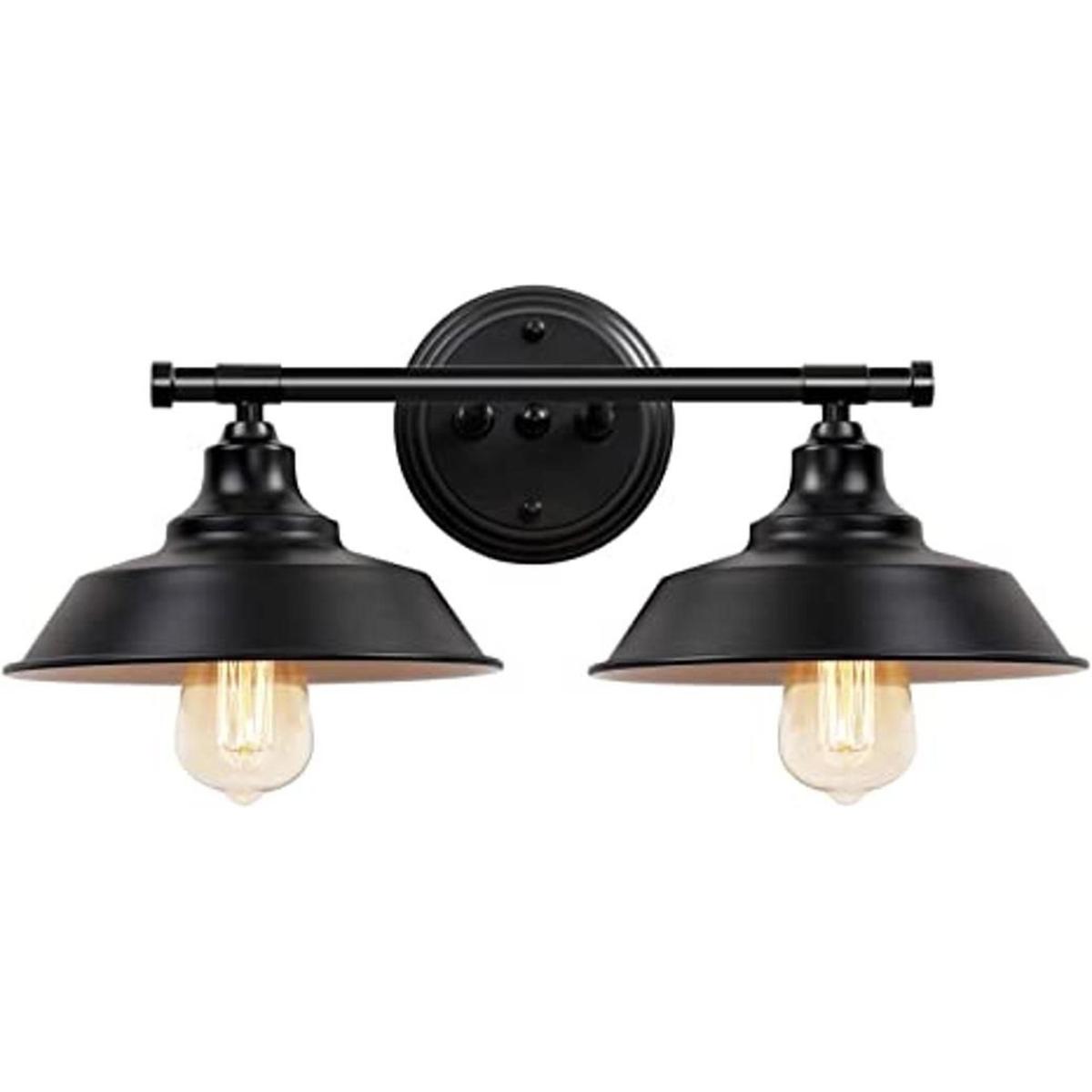 Lámparas de tocador de baño de granja color negro luces