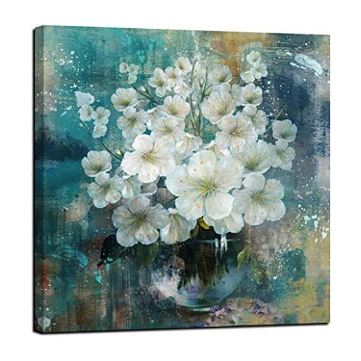 Anolyfi Decoración de baño lienzo verde azulado pintura