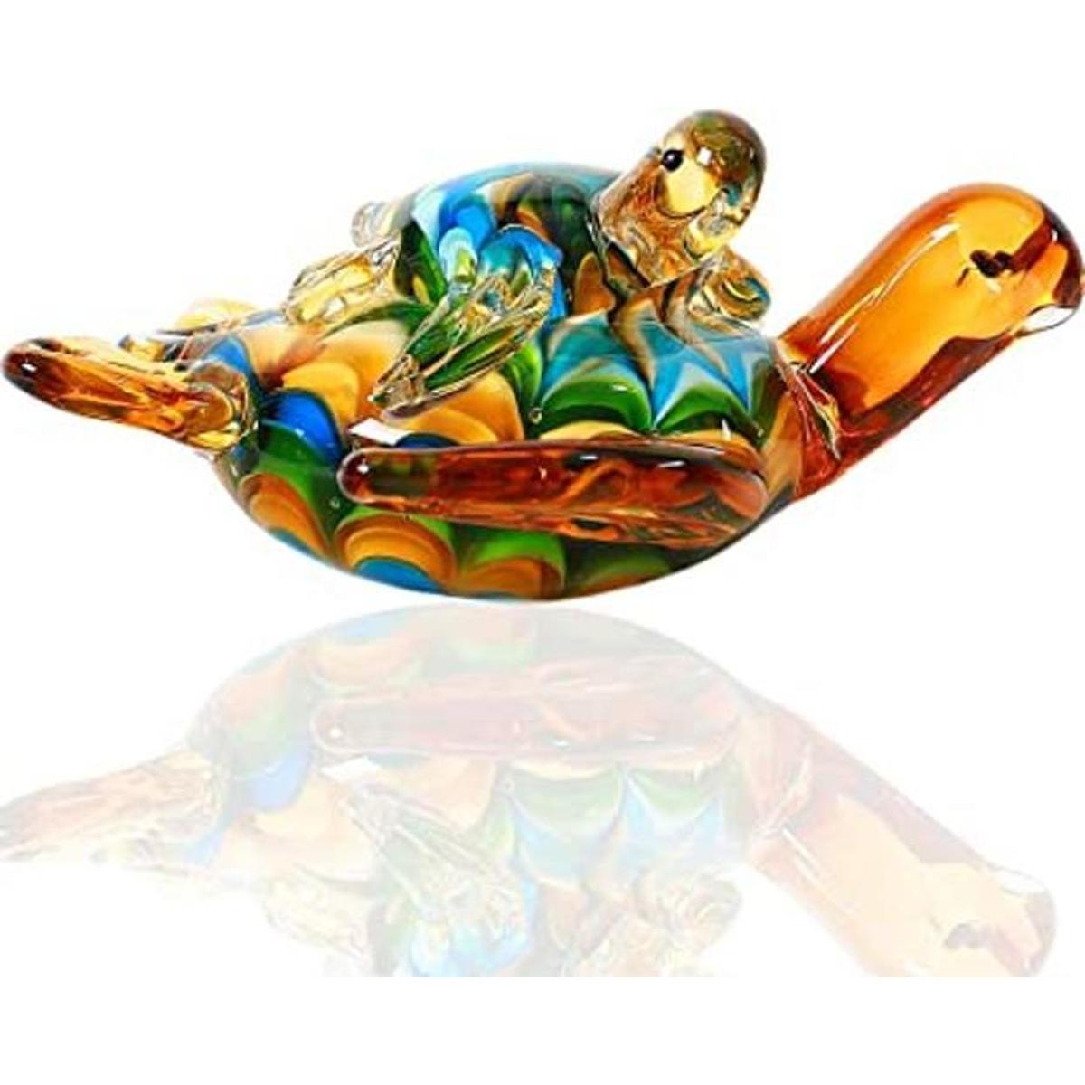 Figura de tortuga de mar de vidrio soplado a mano adorno