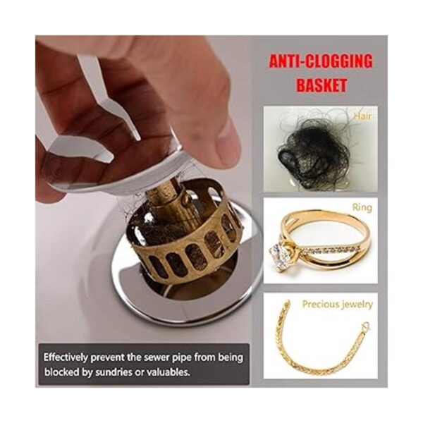 Bathroom Pop Up Sink Drain Stopper With Removable Brass_3
