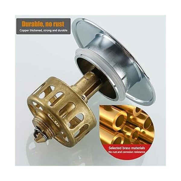 Bathroom Pop Up Sink Drain Stopper With Removable Brass_2